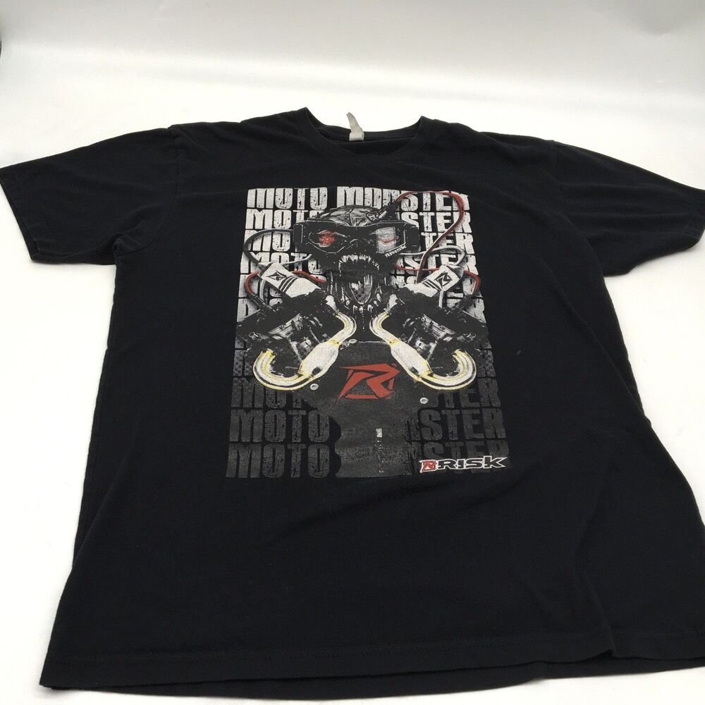 Risk Racing Moto Monster T-Shirt Black Sz Large Motorcycle Motocross